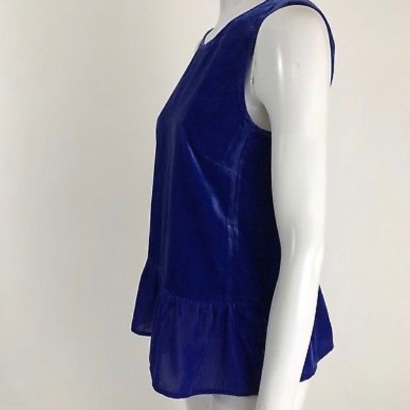 J. Crew Blue Drapey Velvet Peplum Tank Top Sz 2 - Picture 3 of 5